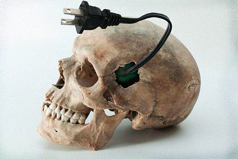 Human Skull with Electric plug